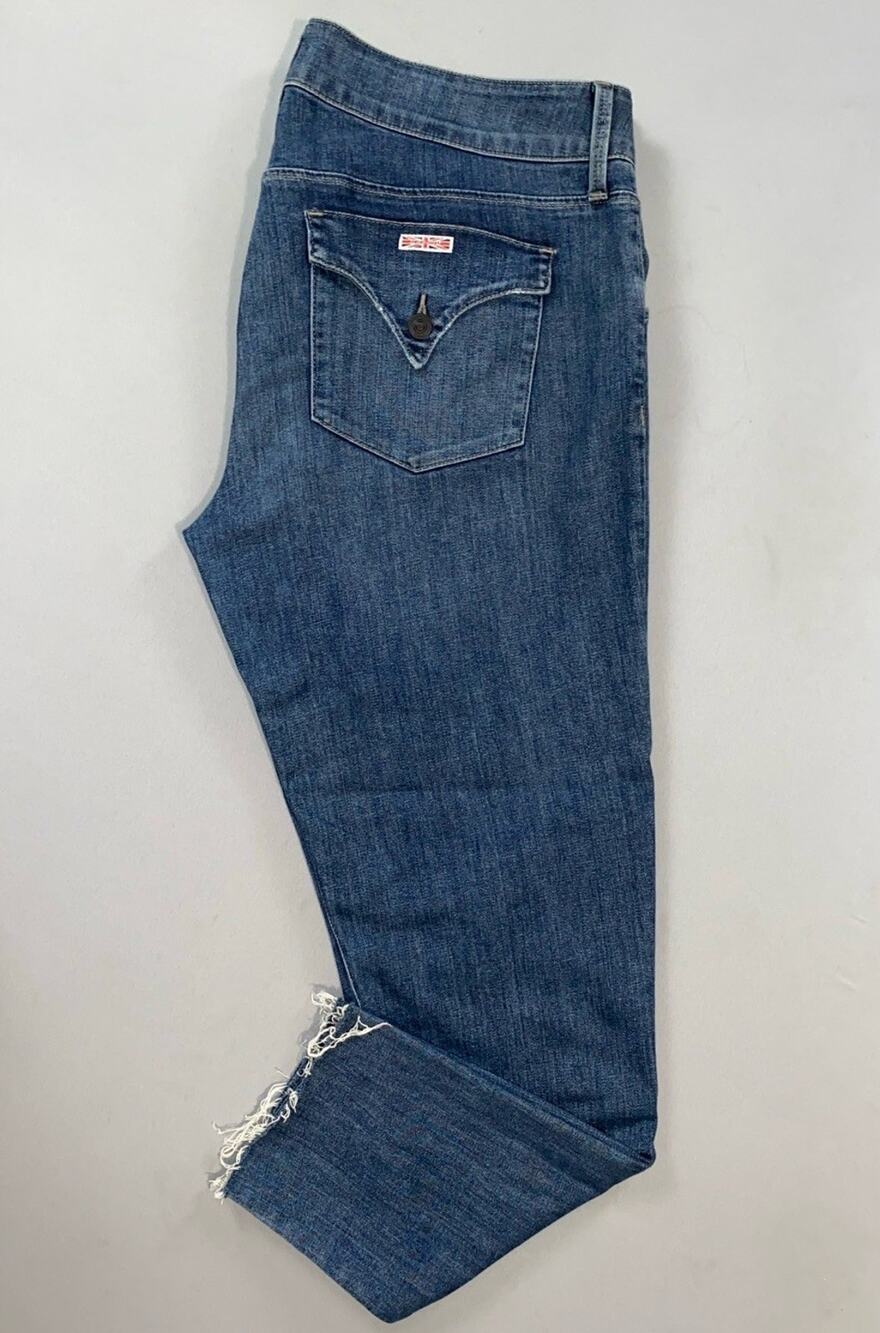 Hudson Collin Mid-Rise Skinny Ankle Fray Lightweight Flap Pkt Jeans. Women's 34